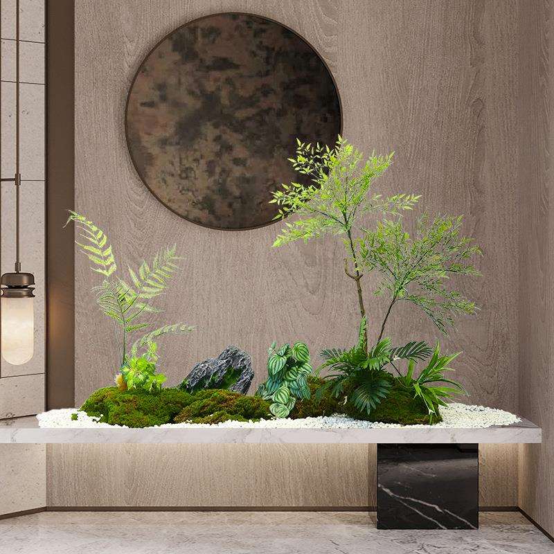 仿真蕨草造景组合假绿植金丝猴头蕨盆景楼梯下面拐角空间假树装饰