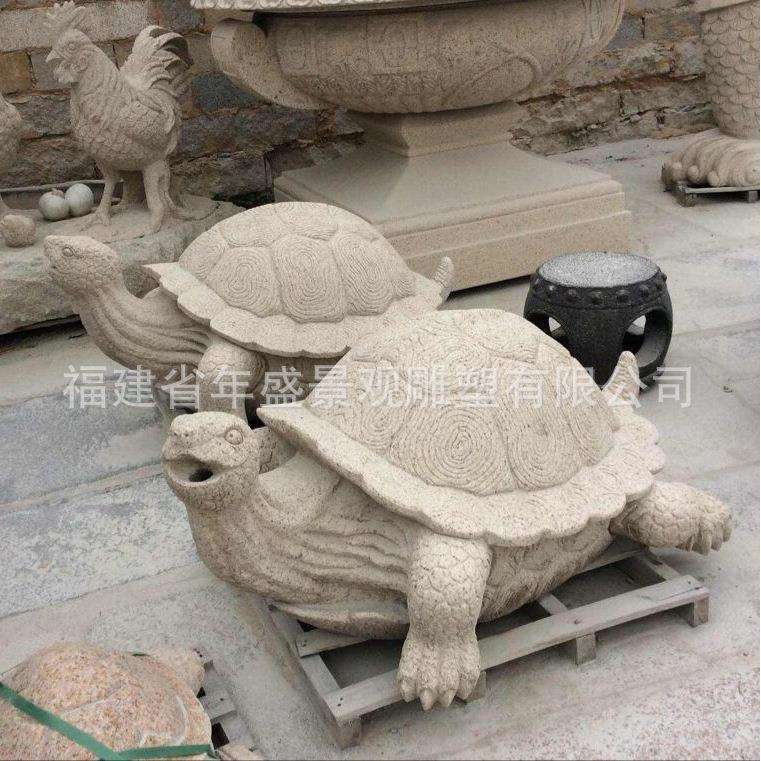 石雕乌龟动物摆件芝麻黑石材工艺品户外景观雕塑 惠安雕刻工艺