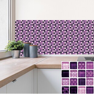 深紫色马赛克仿瓷砖贴美缝楼梯客厅厨房浴室墙面装饰画自粘墙贴纸
