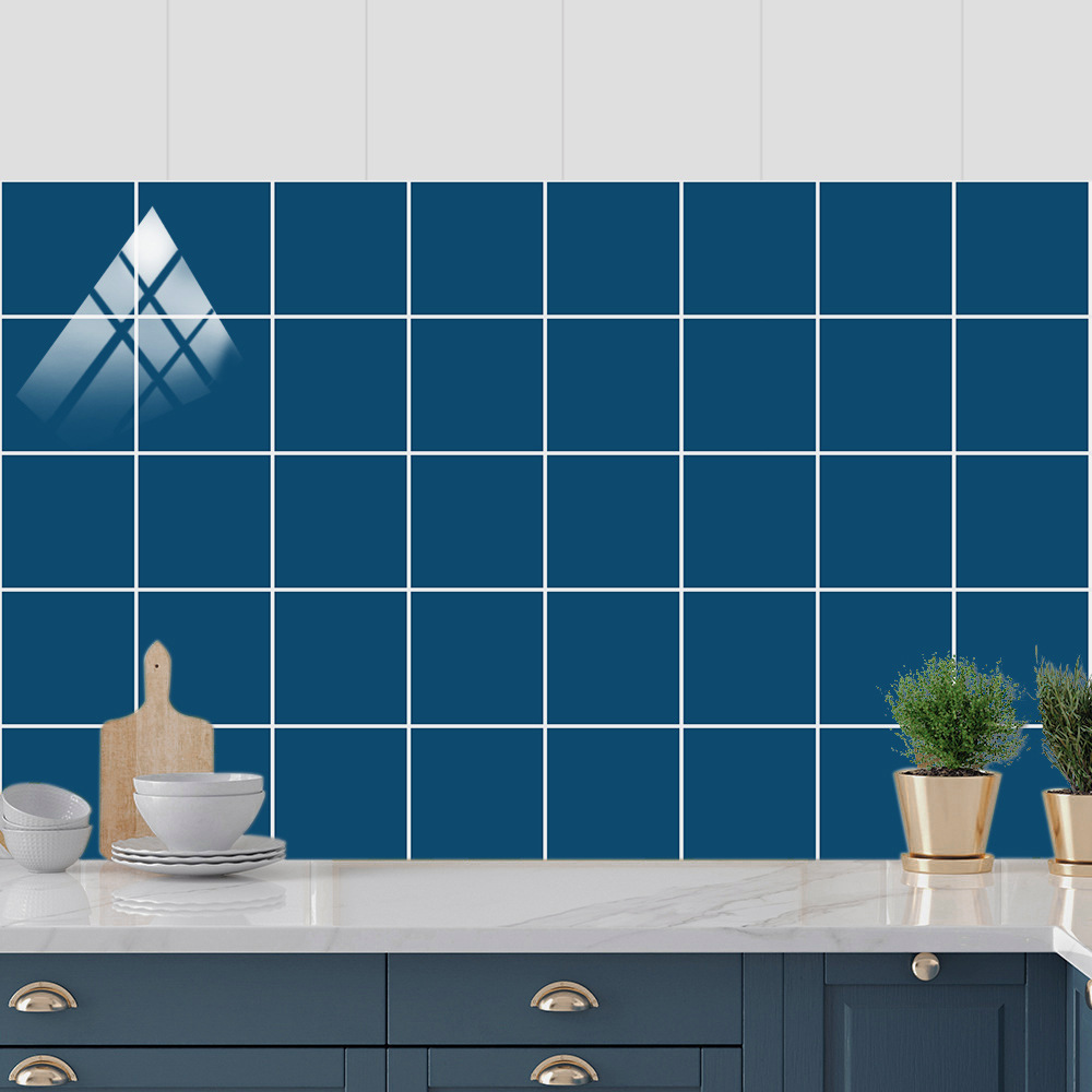 深蓝纯色瓷砖贴地板楼梯踢脚线厨房浴室遮丑装饰画自粘防水墙贴纸,家居饰品,软装墙贴,淘宝优惠券,粉丝福利购,淘宝优惠卷