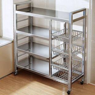 厨房层置物架落地多不钢ALKI5666锈蔬菜收纳架家用多功微能波炉锅