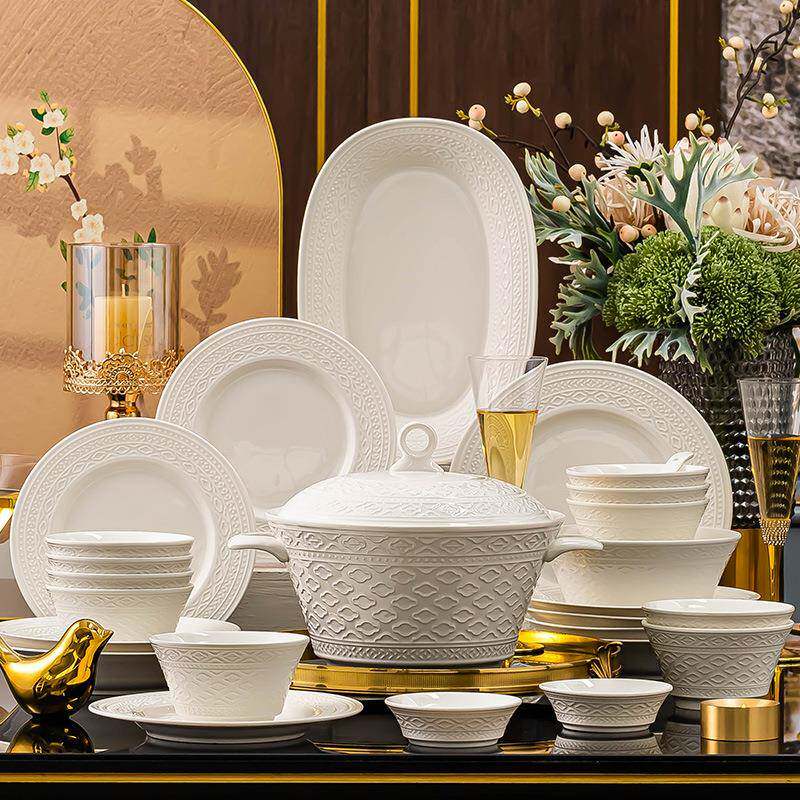 品碗碟装家用法式饭碗盘子合套装高无品牌/级感2025款陶套瓷饭碗