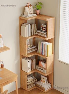 网红实木物架落层转角置家用墙QLN角书柜客厅多拐角收纳简易地书
