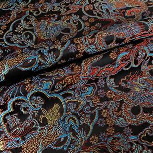 中国风龙纹织锦缎色织JSD7319仿宋锦布提花料童唐面装装旗袍汉服