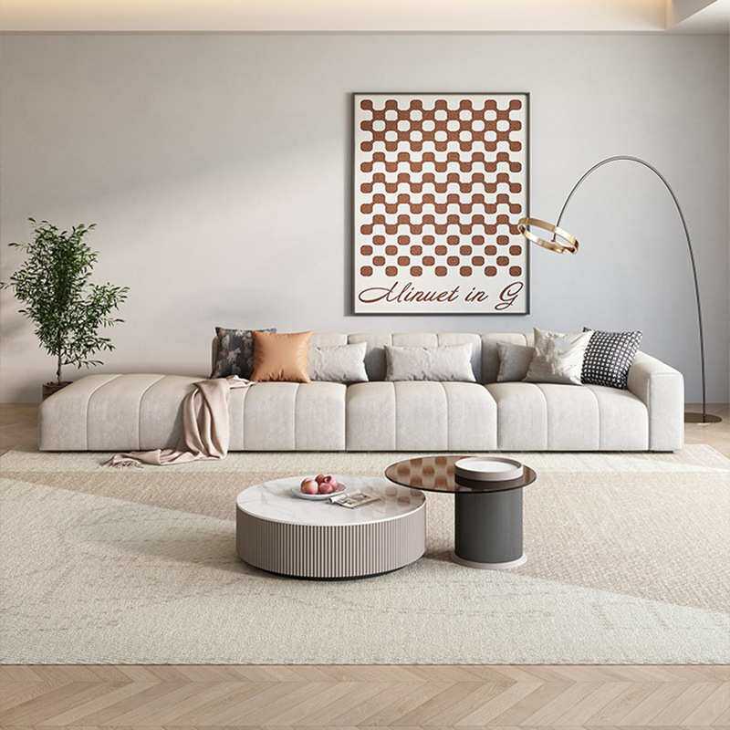 意式极简布艺沙发轻奢家用客厅小户型直排钢琴键沙发猫抓布豆腐块