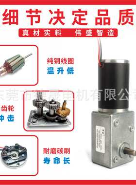 50ZY蜗轮减速电机自锁12V微型直流调速小马达24V直流齿轮减速电机