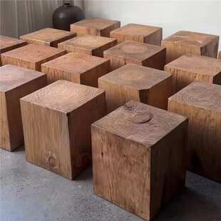 酒店摆件沙发边几根雕实木墩子家用角几树桩茶几木桩茶桌复古