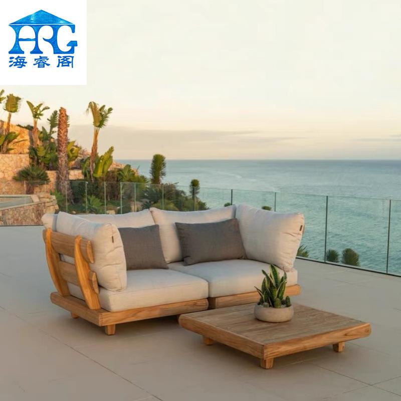户外沙发柚木庭院别墅户型实木露天室内防雨防晒茶几组合中式家具