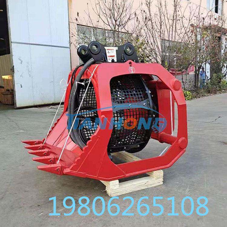 旋转滚筒筛分斗砂石筛分笼挖机分拣设备液压旋转筛分斗销量0