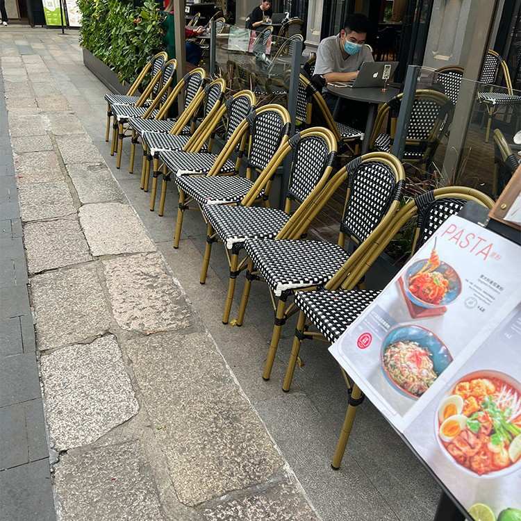 户外藤椅子单人休闲餐椅复古法式室内藤编酒店咖啡厅露天网红桌椅