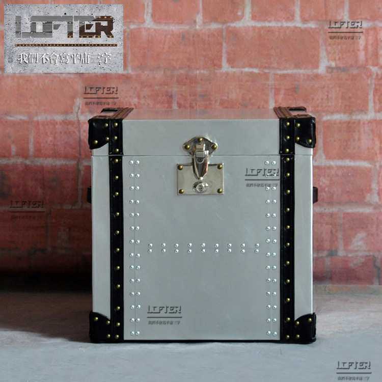 LOFT工业风金属铆钉复古做旧角几店铺个性装饰收纳柜铝皮沙发边几
