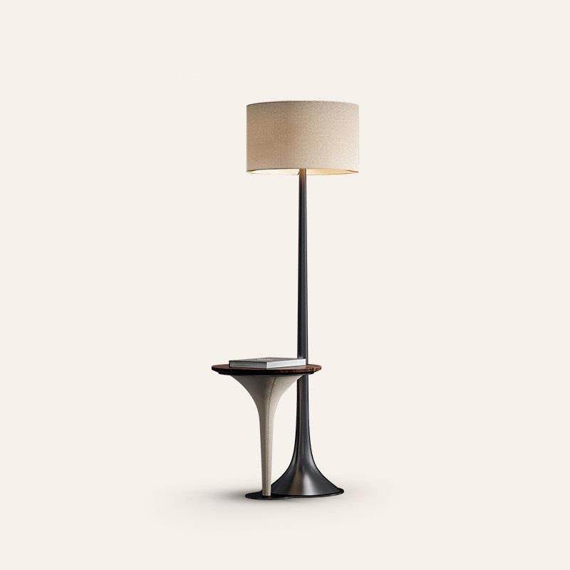 现代简约实木边几别墅沙发边几一体落地灯意式轻奢台灯一体床头柜