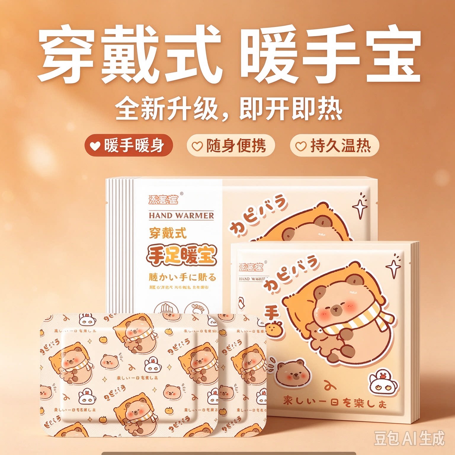 卡通加热暖手宝保暖可爱加大热敷暖手贴发热宿舍大号暖足暖脚宝XZ