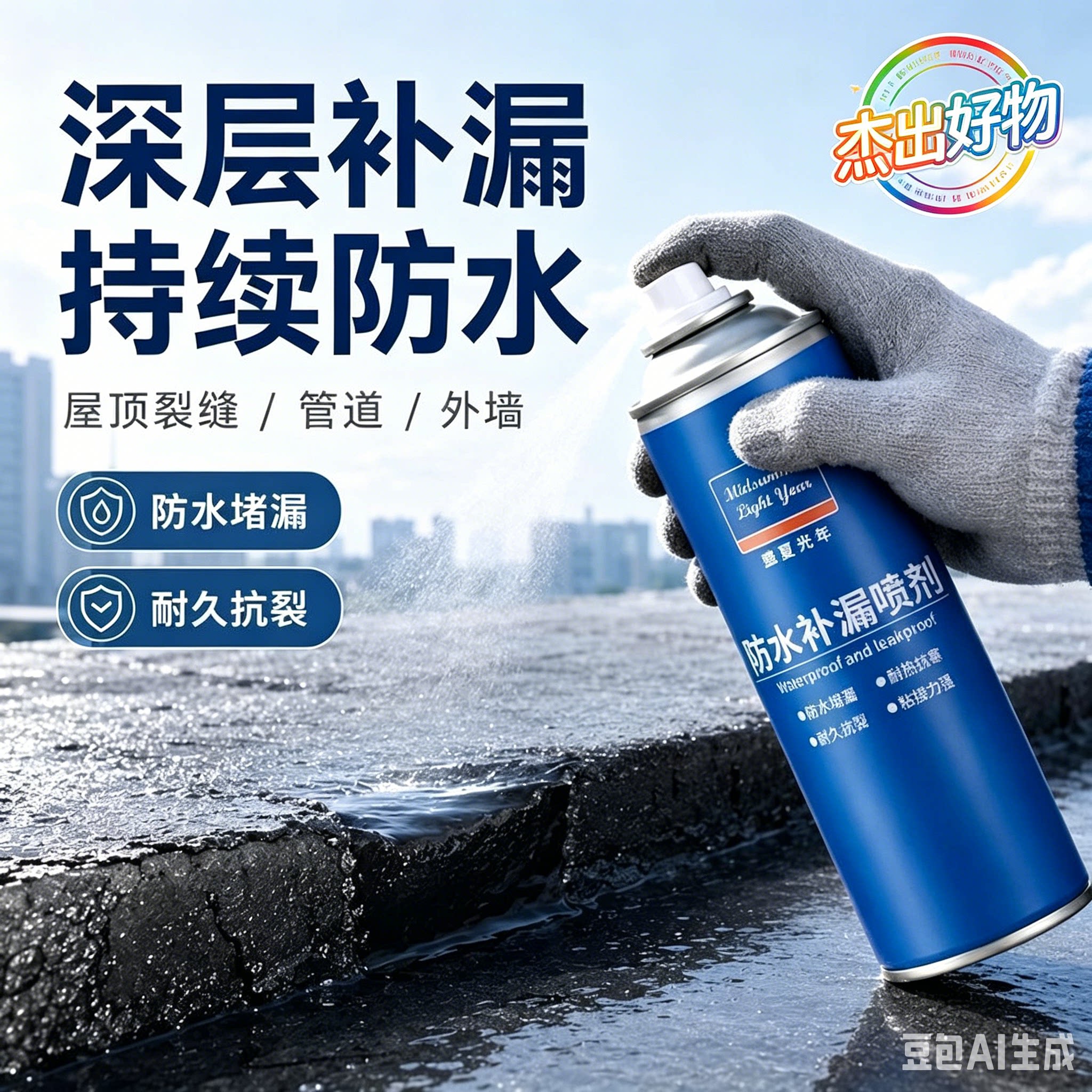 【拍一发四】防水补漏喷剂外墙楼顶聚氨酯防水胶沥青自喷式HF3