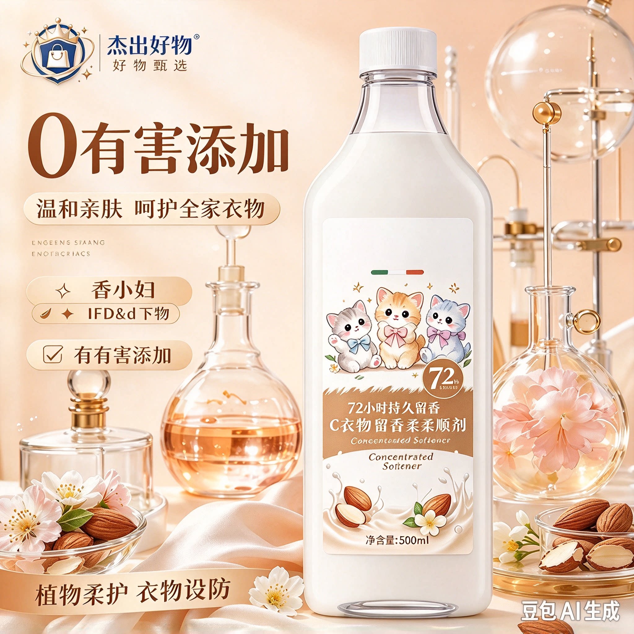 限时优惠!浓缩衣物柔顺剂扁桃仁奶香10倍留香72天留香防静电HF7
