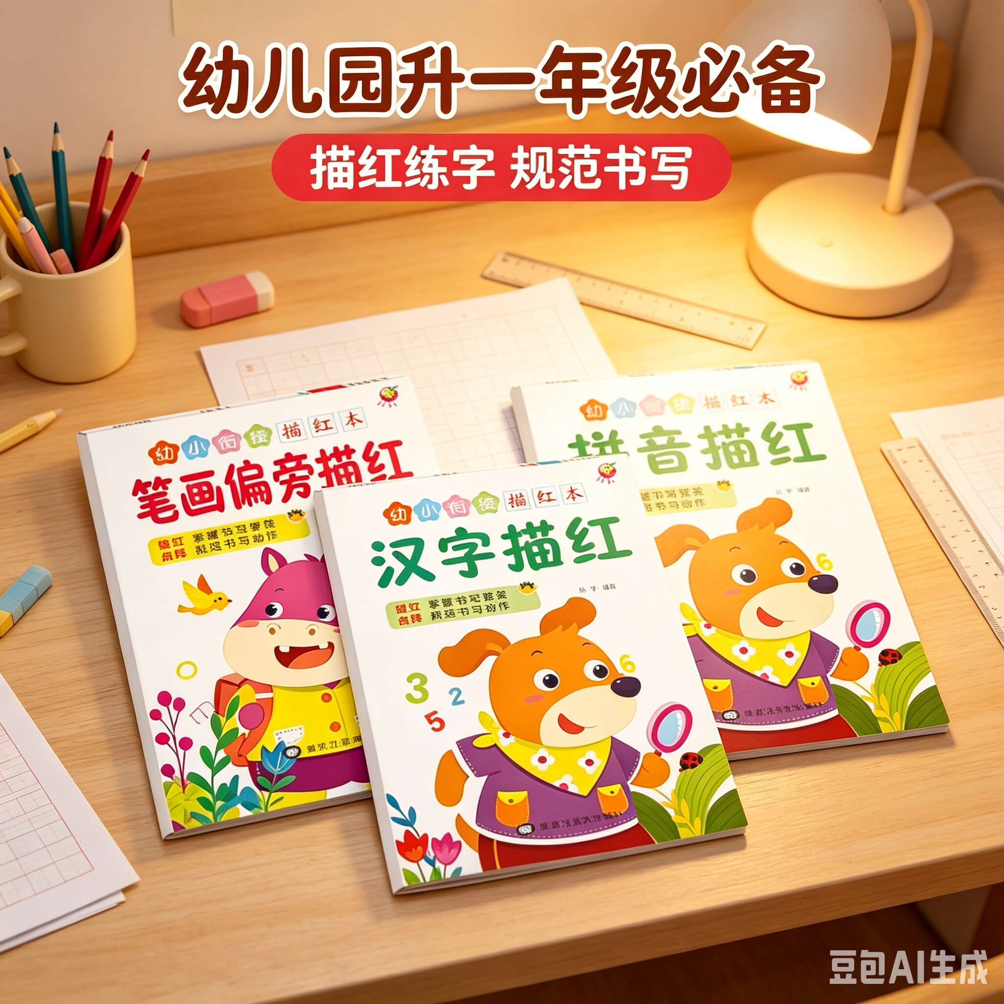幼儿园小中大班数字拼音汉字描红本点阵控笔练字入门练习XZ