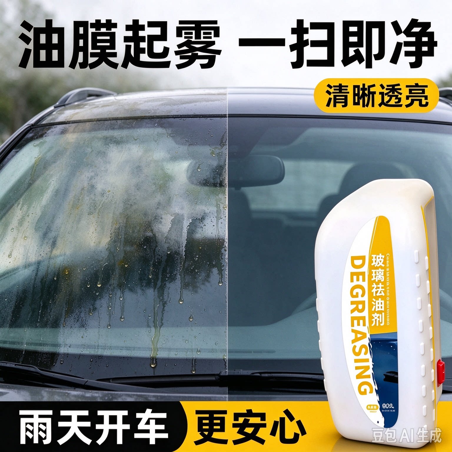 玻璃油膜清洁擦去除剂汽车前挡风清洗专用强力去污透亮高清XZ