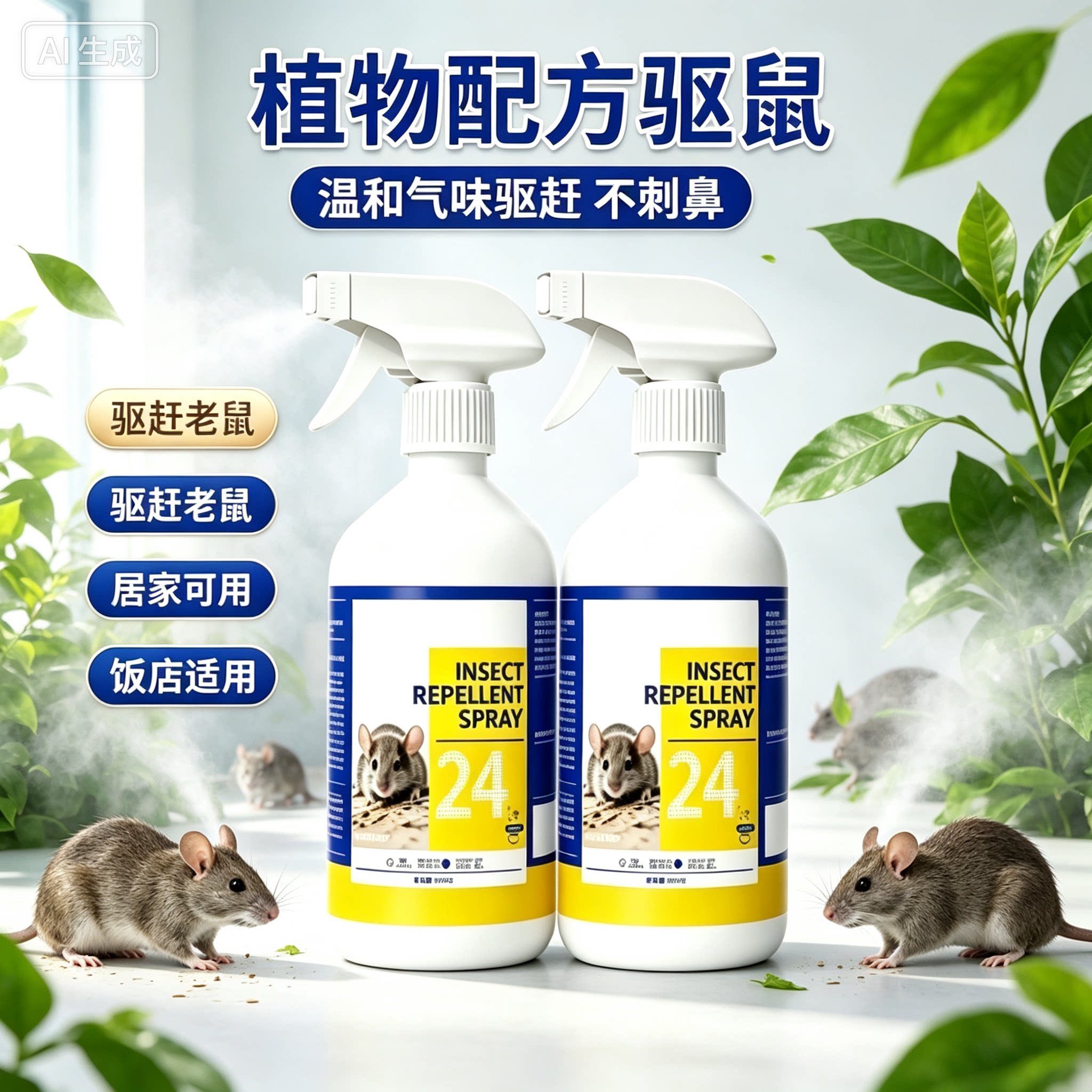 老鼠驱赶神器一锅驱鼠喷雾剂家用汽车强效避鼠植物室内JH
