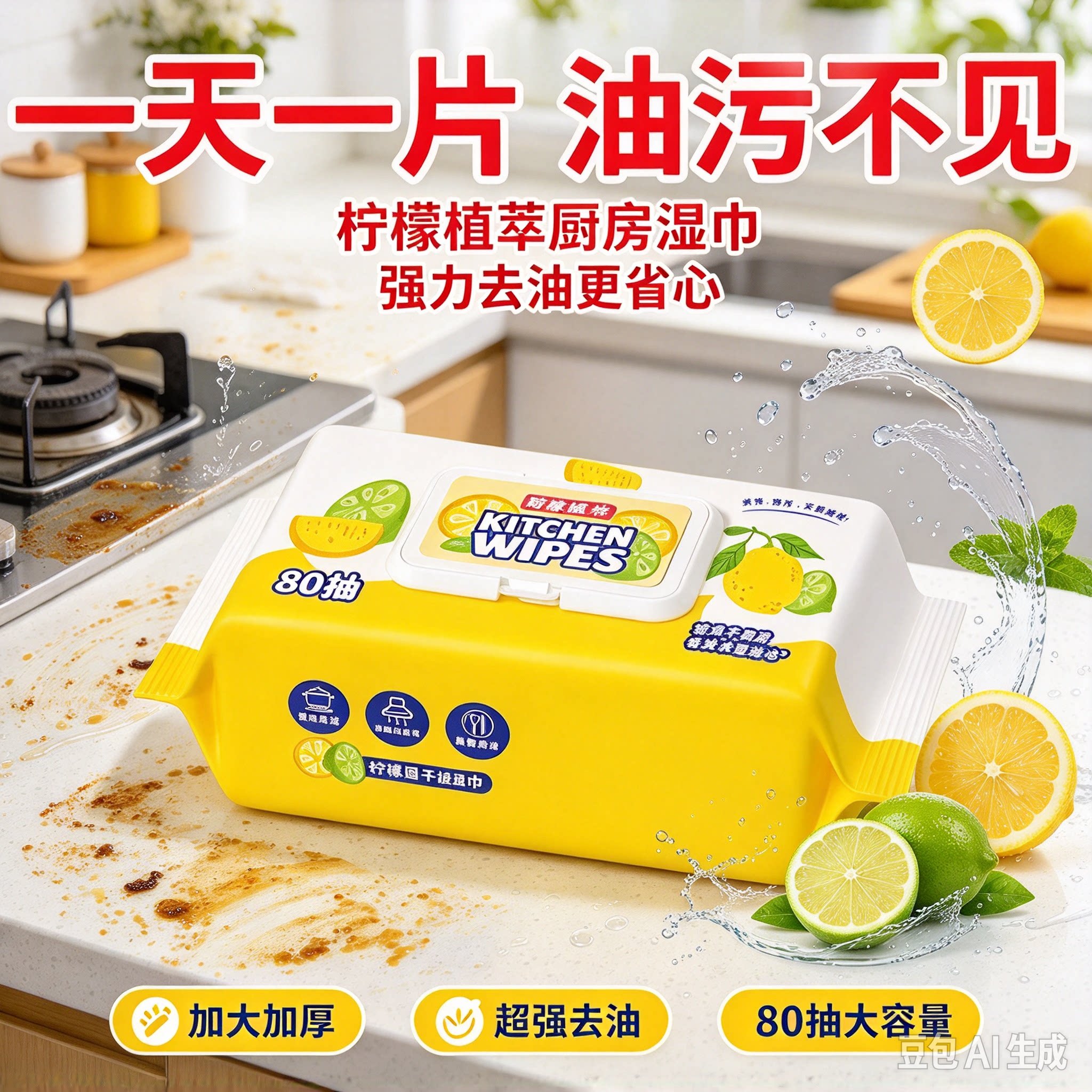 【下单立减50】冰箱清洁湿巾多用途清洁湿巾厨房油烟机去油污XZ