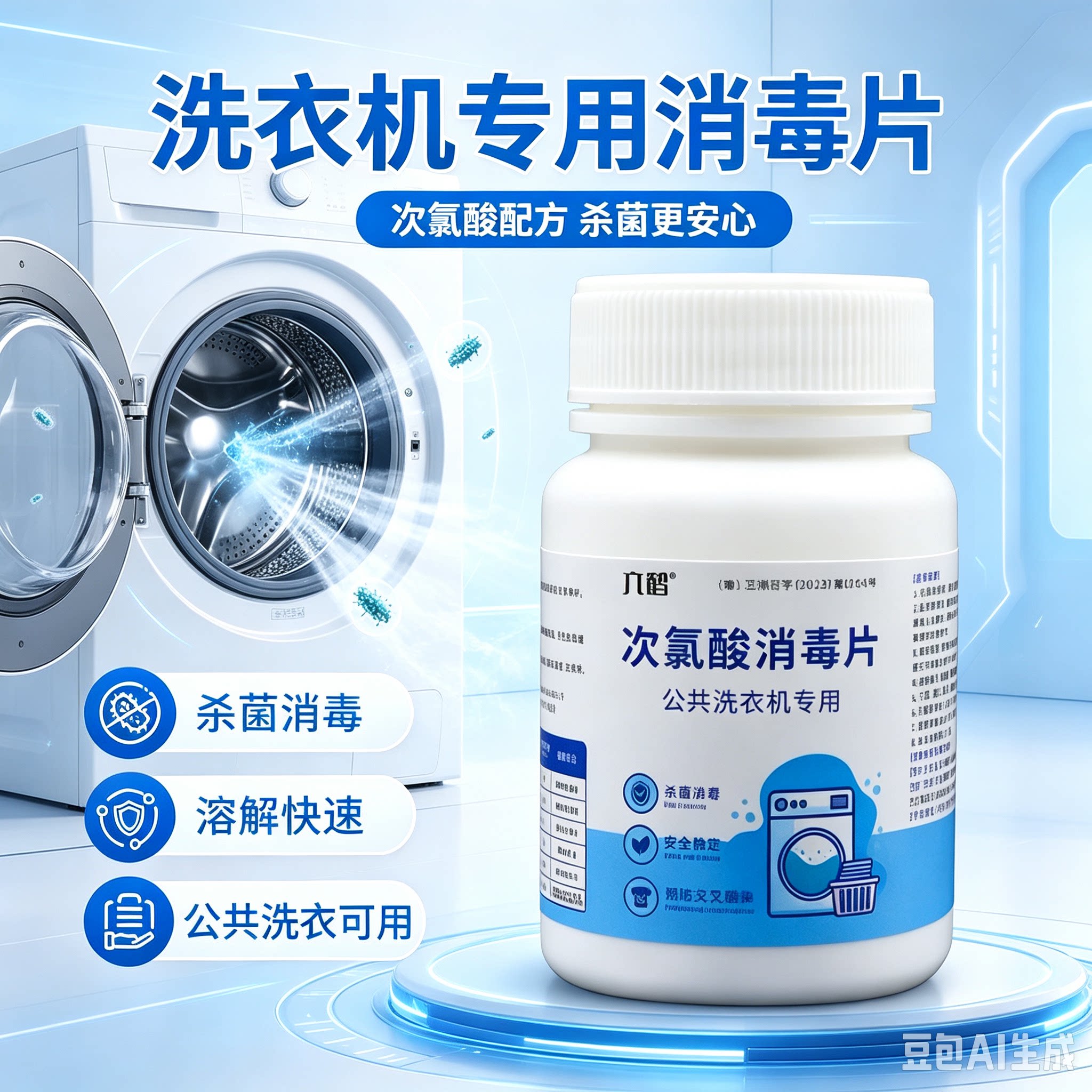 【下单立减50】次氯酸消毒片洗衣机衣物宿舍消毒猫咪狗狗杀菌XZ