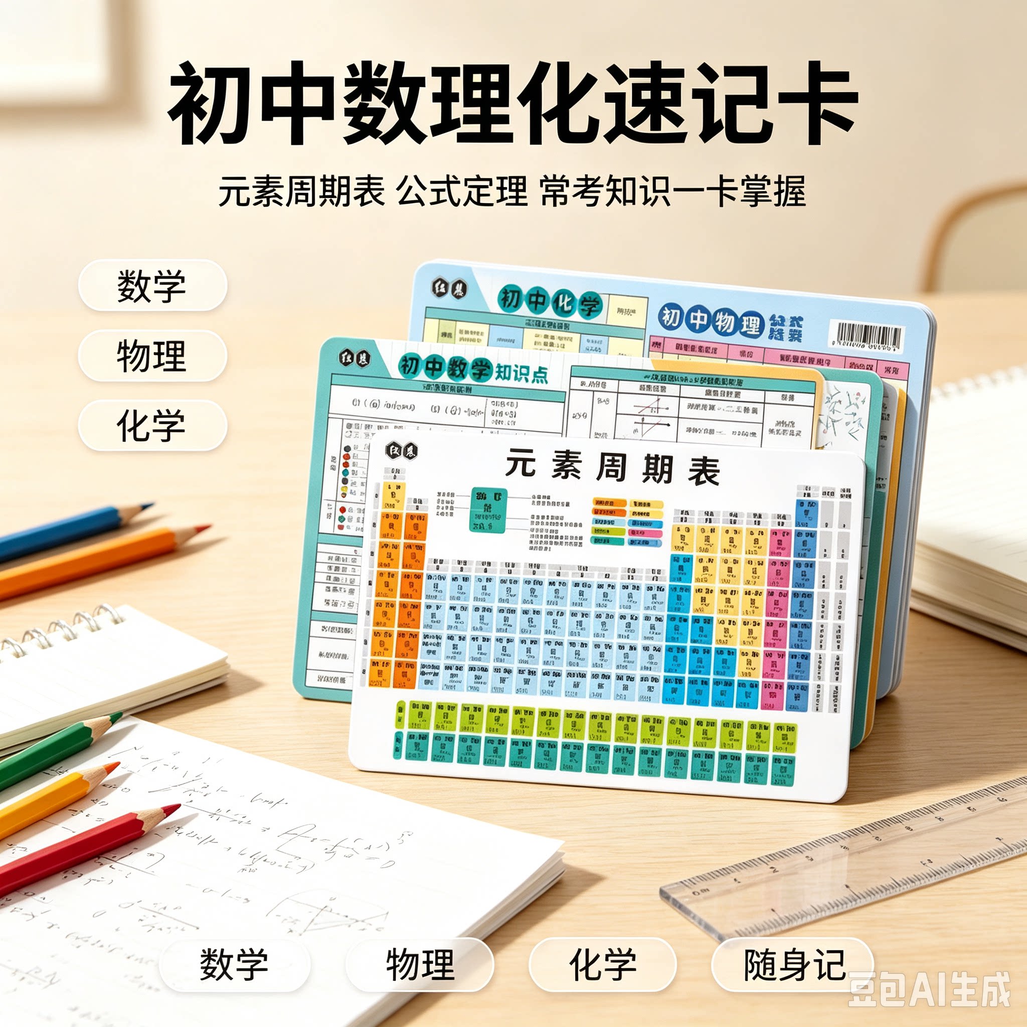 【老师推荐】初中化学元素周期表数学物理知识化学方程式大文具XZ