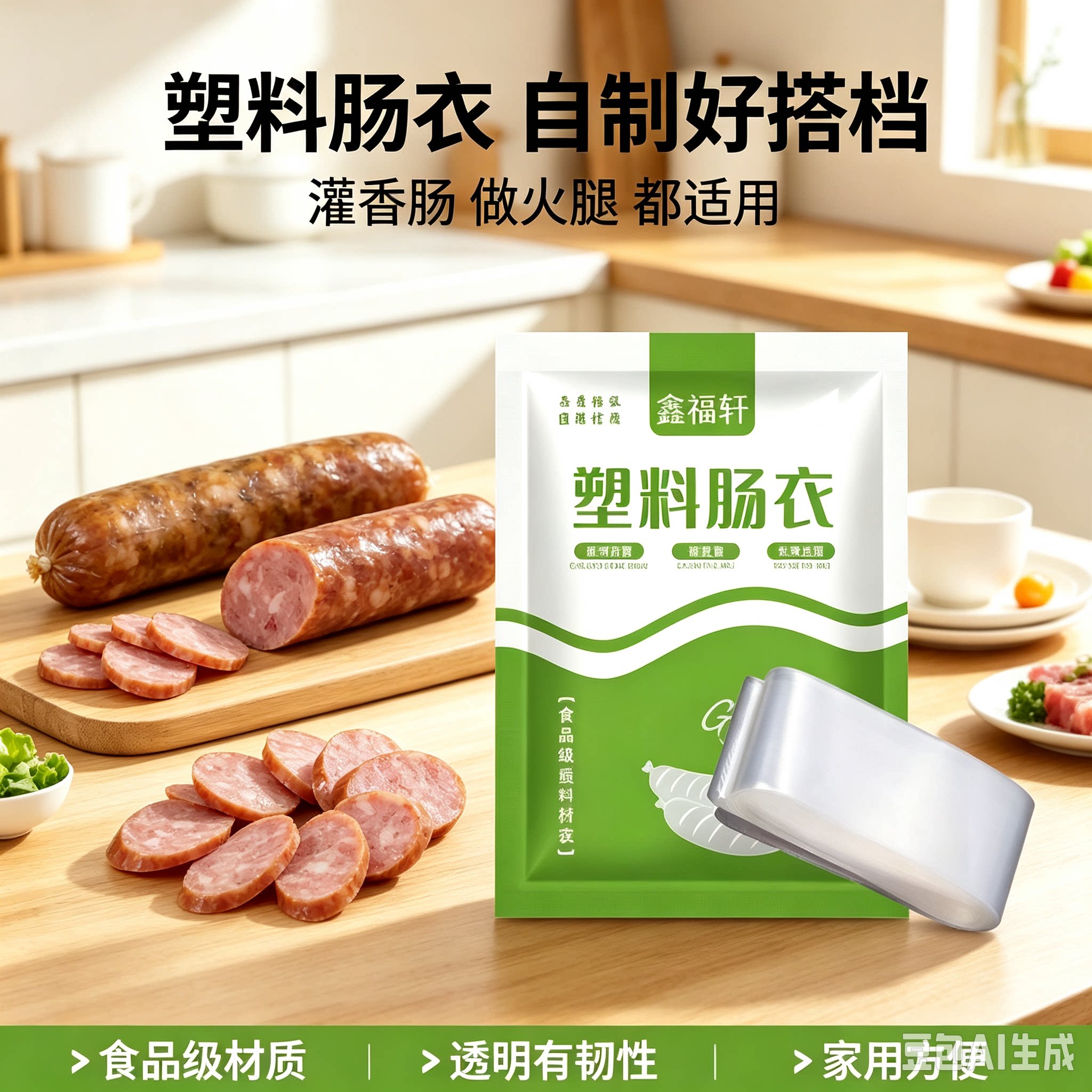 【下单立减50】透明塑料肠衣可灌皮蛋肠鸡蛋肠火腿肠猪皮冻肠衣XZ