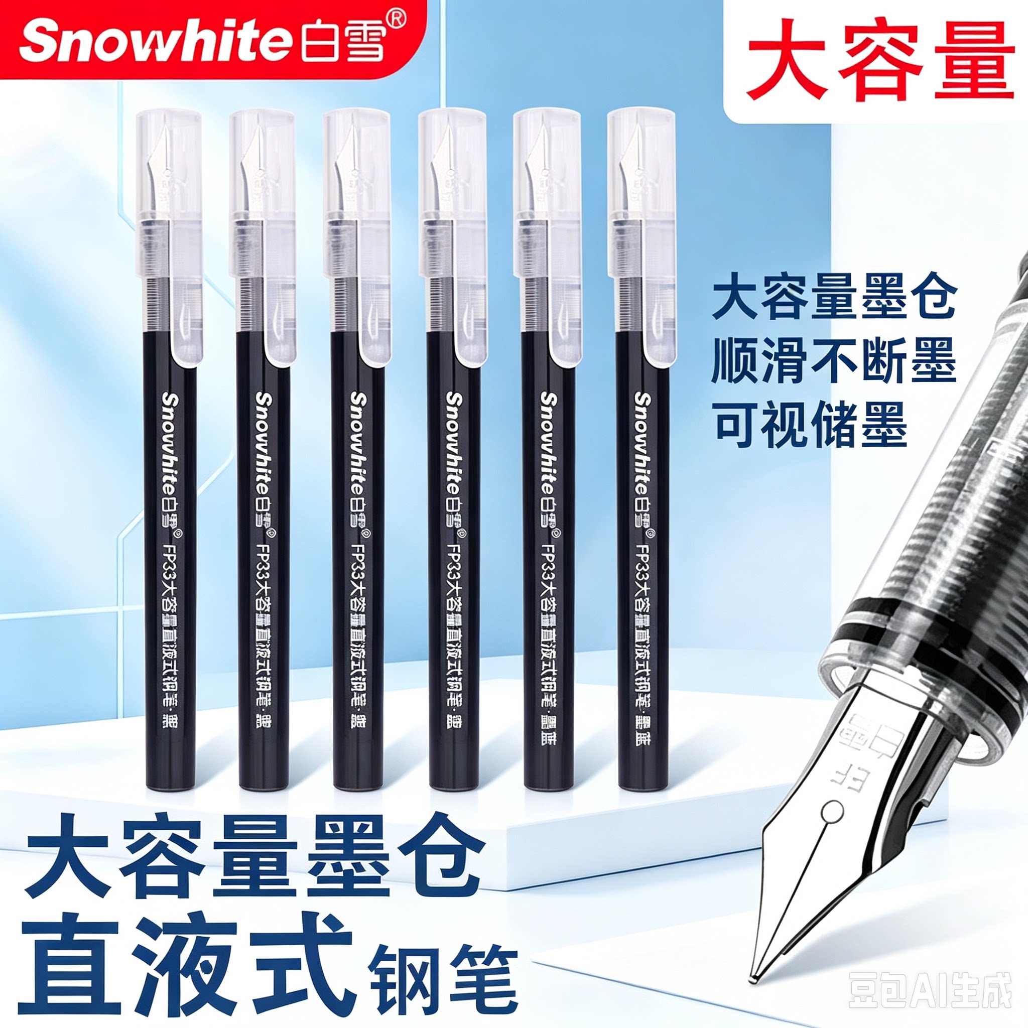 【班主任推荐】直液式钢笔速干练字免换墨囊大容量明暗尖通用HF3