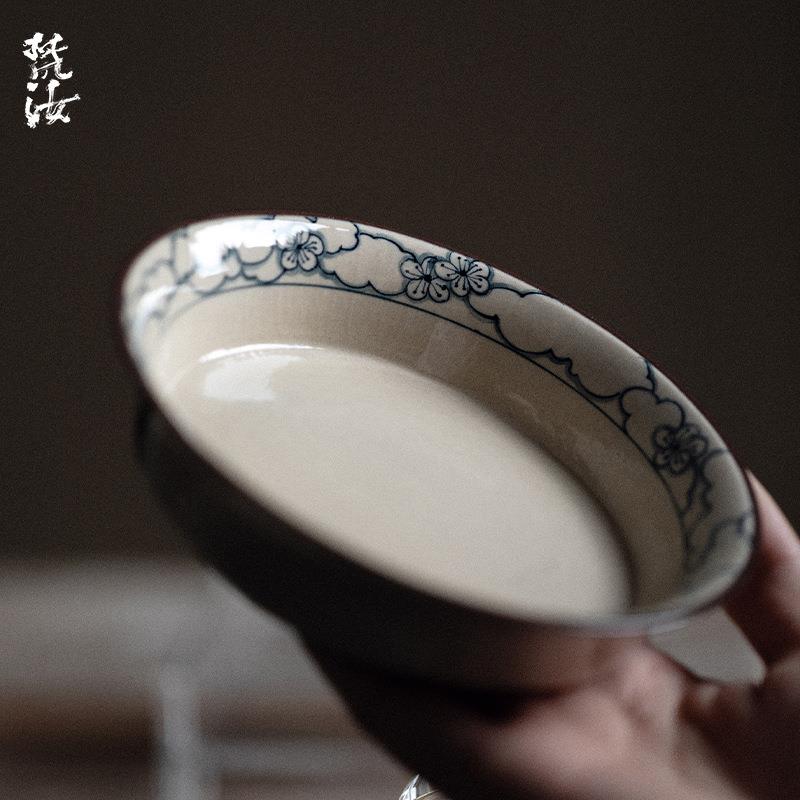 梵汝景德镇日式斯闻壶承干泡盘茶承陶瓷手绘祥云桃花茶具配件茶托