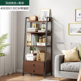 客厅置物架卧室梯式落地靠墙多层简易北欧白色网红书架房间收纳架