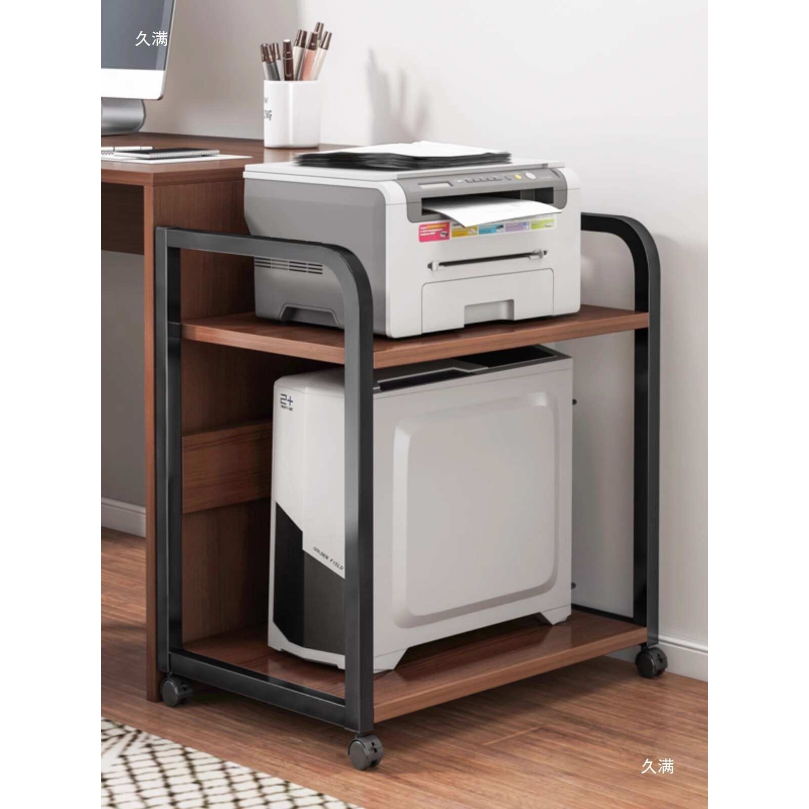 放打印机置物架落地放置柜搁物架子可移动办公室桌边电脑主机托架