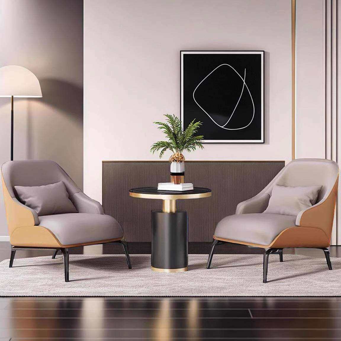 简约现代接待沙发椅咖啡厅酒店桌椅组合办公室休息区洽谈单人沙发