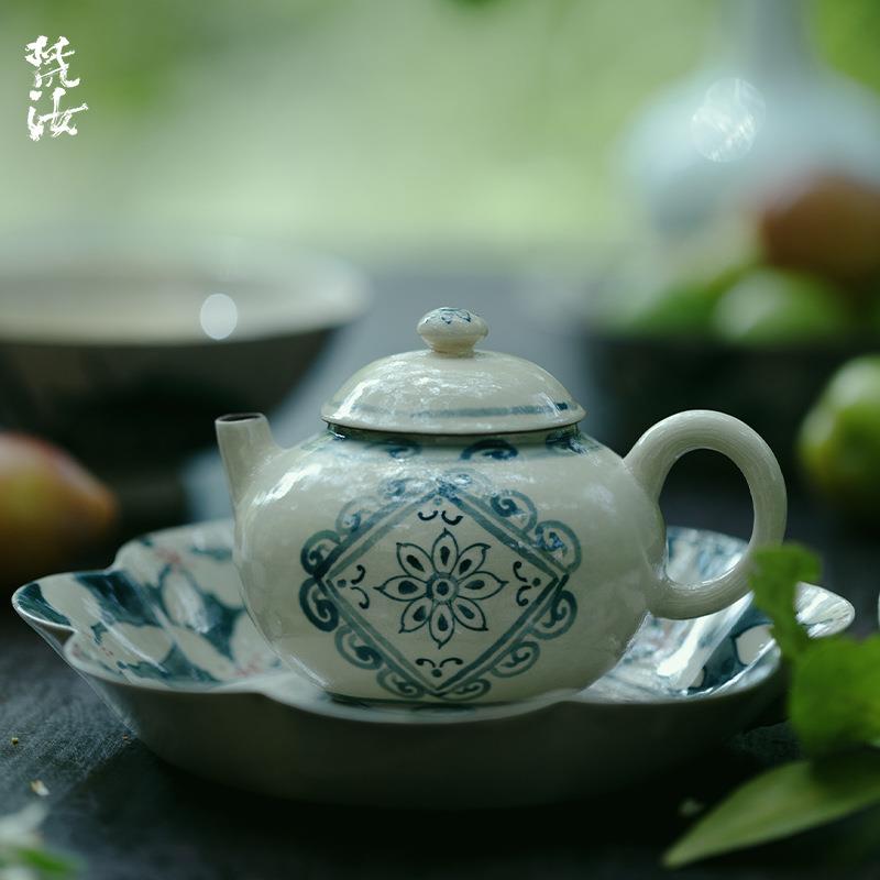 梵汝复古纯手绘棱花空梦壶景德镇陶瓷茶具泡茶壶一人用过滤不烫手