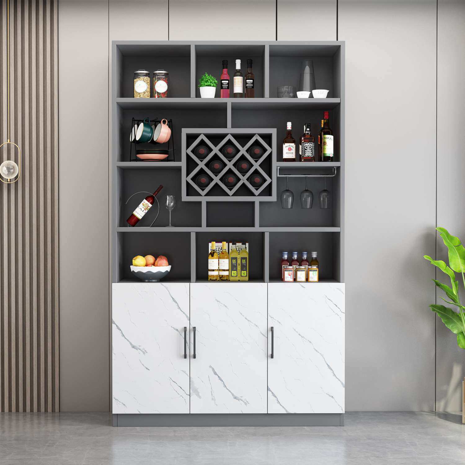 酒柜靠墙客厅家用红酒储物柜子现代简约酒柜餐边柜一体玄关柜