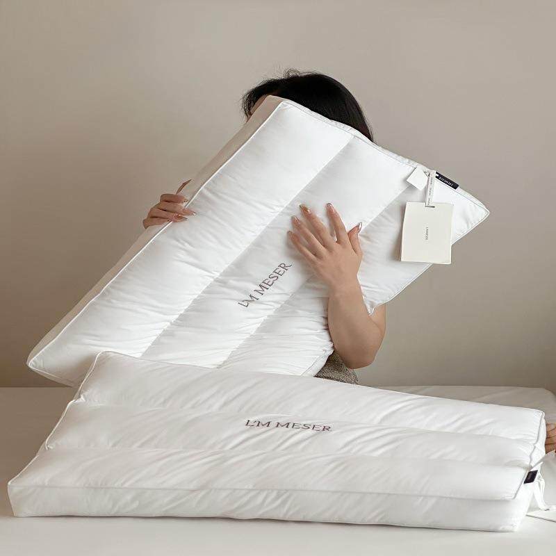 A类高端全棉物理阻螨微米超细旦三分护颈枕单人高回弹酒店立体枕