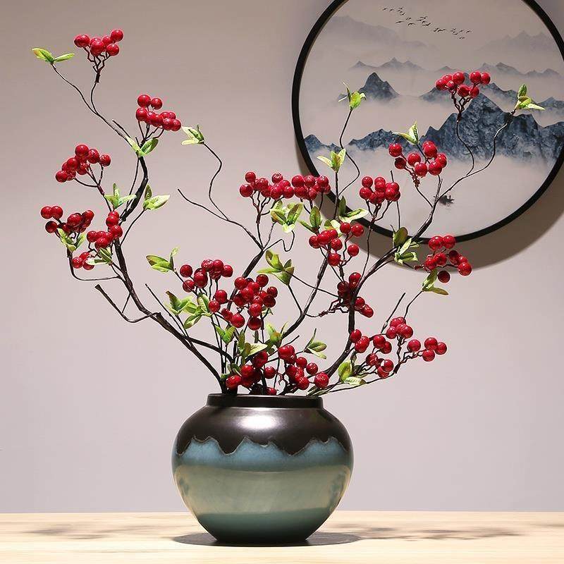 现代新中式陶瓷器花瓶装饰品套装摆件创意玄关电视柜台面摆设花瓶