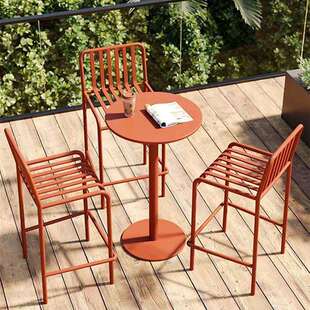 户外高脚凳吧桌椅组合露天奶茶店酒吧高脚凳别墅阳台休闲吧台椅