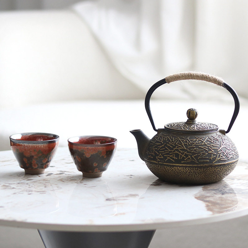 中式铸铁复古茶壶茶具茶杯工艺品摆设酒店售楼处茶室艺术软装饰品