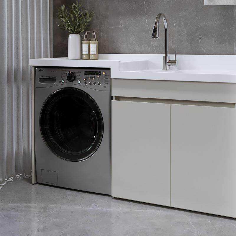 Kh窝铝x阳台洗衣机一体柜组合高低盆洗蜂衣柜洗带WFS手池洗衣槽搓