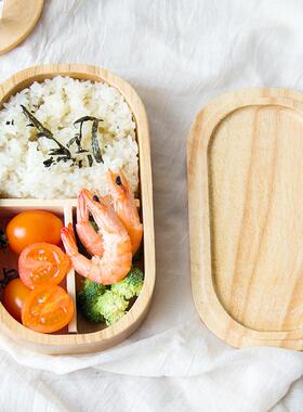 厂家直销日式木木质饭木盒便当盒分格学橡生便VGK携打包盒全实寿