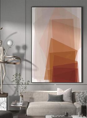 现代轻奢客简厅关装饰画橙色块渐变S-1573极玄背色景墙壁竖版大幅