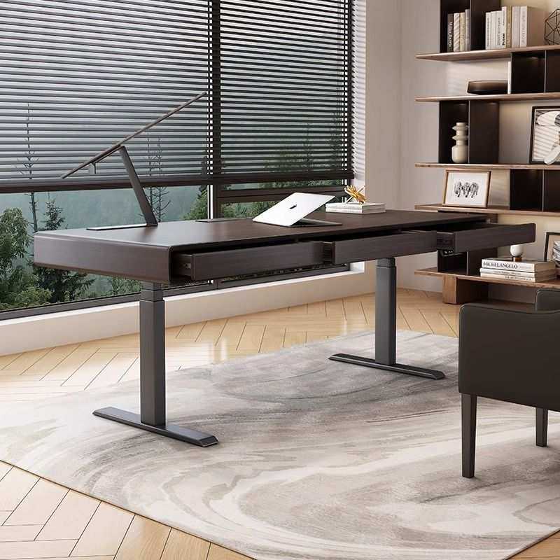 全实木升降书桌轻奢家用感智能双电机电动桌客厅电脑工作新品