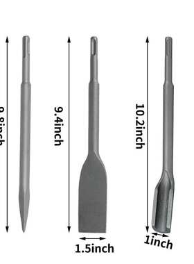圆柄两坑两槽电锤凿子6PC套装 弯凿铲墙混凝土冲击钻头 弯头凿子