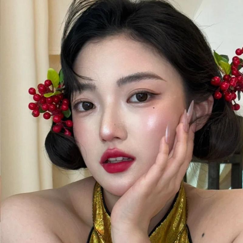 新中式红色浆果新娘发钗