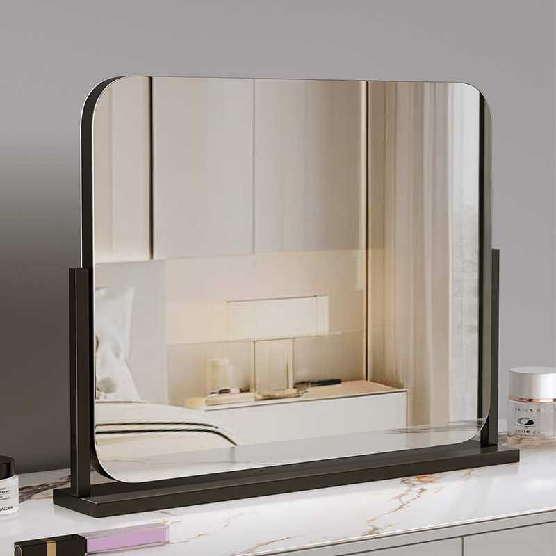 化妆直播专用镜子台式大号高清桌面欧式方形旋转卧室梳妆镜不带灯