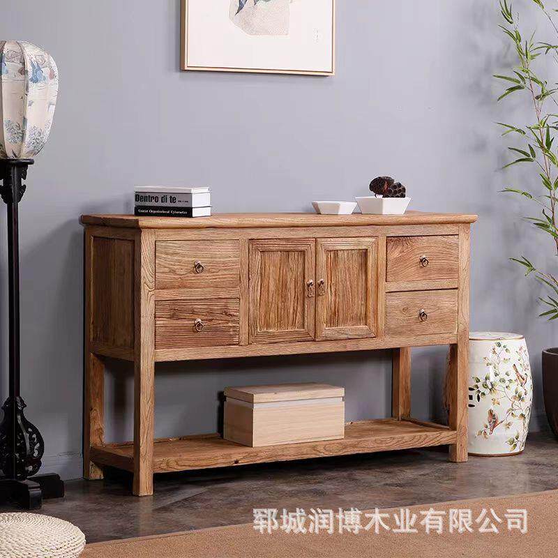 老榆木中式玄关柜电视柜禅意客厅家具高脚收纳储物柜仿古条案供台