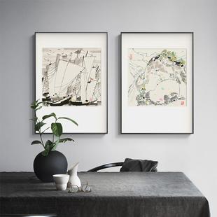 新中式客厅装饰画吴冠中水墨山水画餐厅卧室壁画禅意茶室玄关挂画