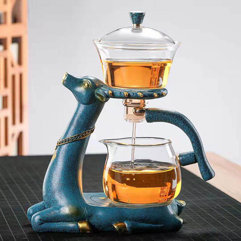 小鹿玻璃懒人泡茶器一鹿有你半自动茶具套装磁吸泡茶壶自动创意壶