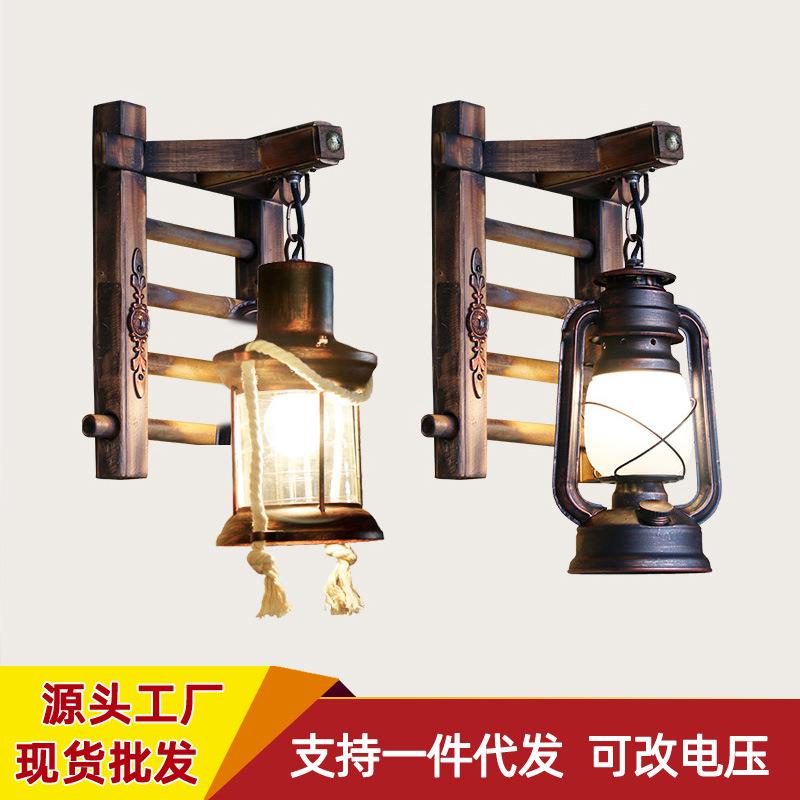 美式复古壁灯地中海餐厅阁楼茶室过道新中式竹编走廊壁灯厂家