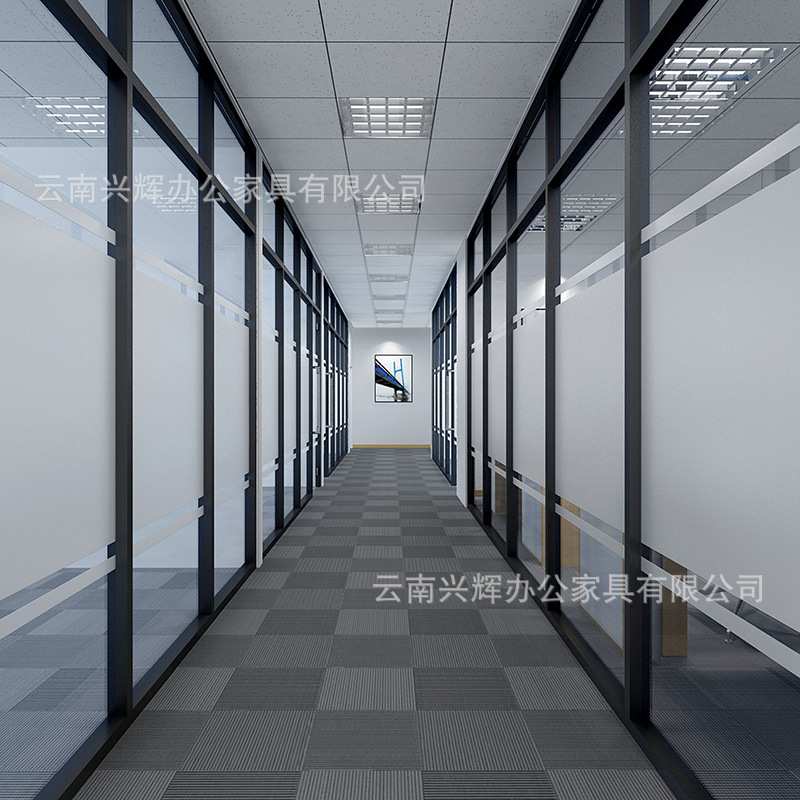 昆明办公室玻璃隔断时尚铝合金钢化玻璃高隔断屏风现代百叶隔断墙