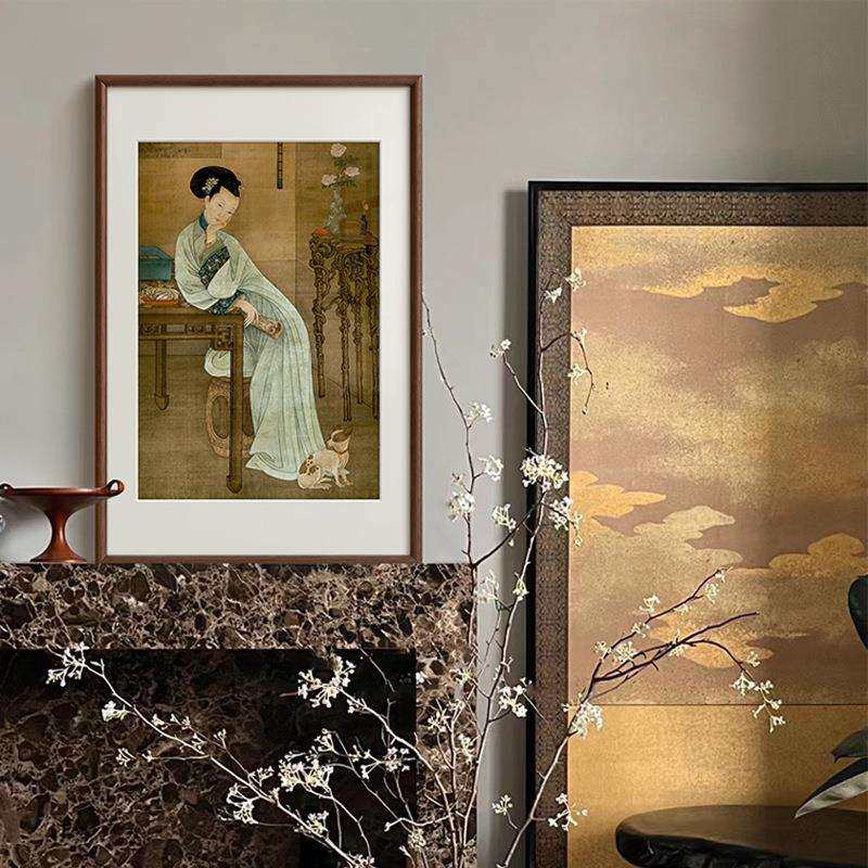 春阁倦读图东方古典美学装饰画法式中国风客厅挂画新中式复古壁画